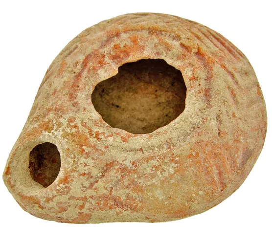 Ancient Oil Lamp Pottery, Holy Land Mid Roman Judean Lamp 100-300 AD (MdRom01)