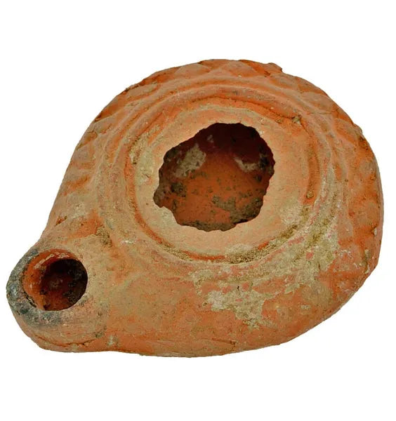 Ancient Oil Lamp Pottery, Holy Land Mid Roman Judean Lamp 100-300 AD (MdRom06)