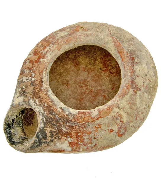 Ancient Oil Lamp Pottery, Holy Land Mid Roman Judean Lamp 100-300 AD (MdRom07)